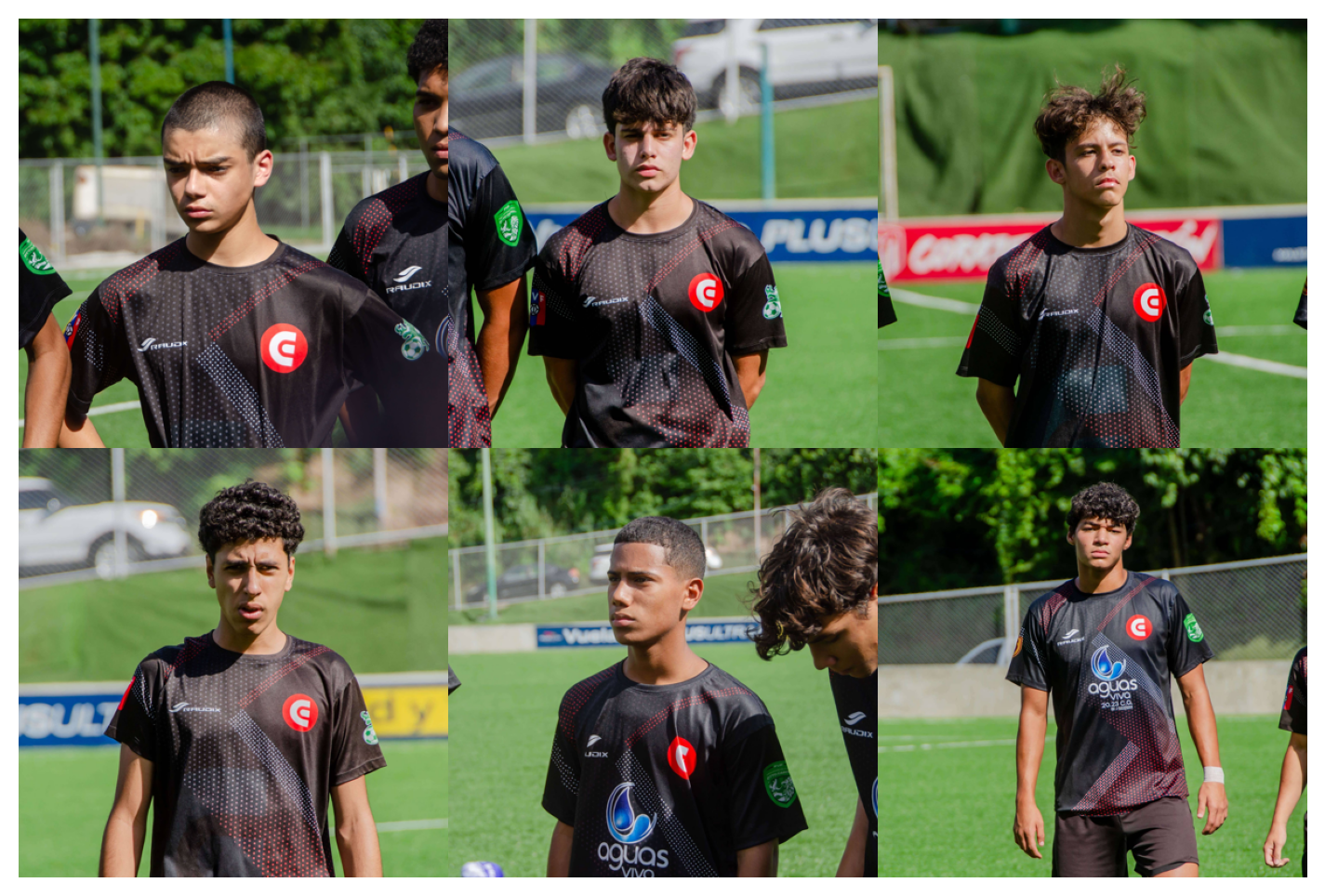 Collage de jugadores de la academia Evolution Fut en acción